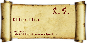 Klimo Ilma névjegykártya